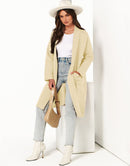 ANRABESS Women's 2023 Fall Cardigan Sweater Long Sleeve Open Front Lapel Coat Casual Knit Coatigan Jacket with Pockets