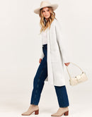ANRABESS Women's 2023 Fall Cardigan Sweater Long Sleeve Open Front Lapel Coat Casual Knit Coatigan Jacket with Pockets