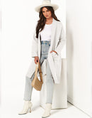 ANRABESS Women's 2023 Fall Cardigan Sweater Long Sleeve Open Front Lapel Coat Casual Knit Coatigan Jacket with Pockets