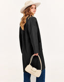 ANRABESS Women's 2023 Fall Cardigan Sweater Long Sleeve Open Front Lapel Coat Casual Knit Coatigan Jacket with Pockets