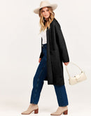 ANRABESS Women's 2023 Fall Cardigan Sweater Long Sleeve Open Front Lapel Coat Casual Knit Coatigan Jacket with Pockets