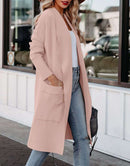 ANRABESS Women's Casual Long Sleeve Draped Open Front Knit Pockets Long Cardigan Jackets Sweater