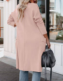 ANRABESS Women's Casual Long Sleeve Draped Open Front Knit Pockets Long Cardigan Jackets Sweater