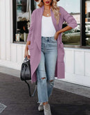 ANRABESS Women's Casual Long Sleeve Draped Open Front Knit Pockets Long Cardigan Jackets Sweater