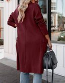 ANRABESS Women's Casual Long Sleeve Draped Open Front Knit Pockets Long Cardigan Jackets Sweater