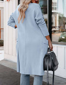 ANRABESS Women's Casual Long Sleeve Draped Open Front Knit Pockets Long Cardigan Jackets Sweater