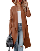 ANRABESS Women's Casual Long Sleeve Draped Open Front Knit Pockets Long Cardigan Jackets Sweater
