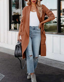 ANRABESS Women's Casual Long Sleeve Draped Open Front Knit Pockets Long Cardigan Jackets Sweater