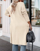 ANRABESS Women's Casual Long Sleeve Draped Open Front Knit Pockets Long Cardigan Jackets Sweater