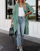 ANRABESS Women's Casual Long Sleeve Draped Open Front Knit Pockets Long Cardigan Jackets Sweater