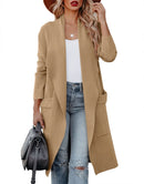 ANRABESS Women's Casual Long Sleeve Draped Open Front Knit Pockets Long Cardigan Jackets Sweater
