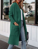 ANRABESS Women's Casual Long Sleeve Draped Open Front Knit Pockets Long Cardigan Jackets Sweater