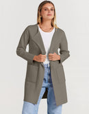 ANRABESS Women's Open Front Knit Cardigan Long Sleeve Lapel Casual Solid Classy Sweater Jacket