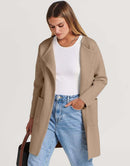 ANRABESS Women's Open Front Knit Cardigan Long Sleeve Lapel Casual Solid Classy Sweater Jacket