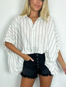 Women's Oversized Striped Button Down Top (Buy 2 Free Shipping)