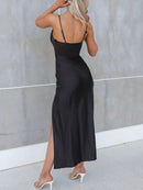 Satin-Midikleid mit Schlitz