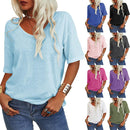 Women's Solid Color V-Neck T-shirt [On Sale & Quick Ship!]