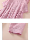 Ramie Solid Loose Pleated Dress