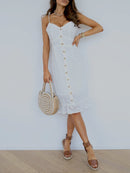 Strap Button Beach Lace Dress