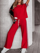 Women's Round Neck Short Sleeve Two Piece Suit