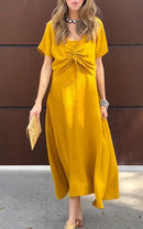 Women's V-neck Solid Color Cotton and Linen Two-piece Suit