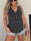2024 New Women's Washed Button Tank (Buy 3 Free Shipping)