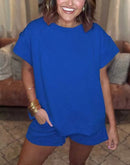 2024 New Women's Solid Textured Drawstring Shorts Set (Buy 2 Free Shipping)